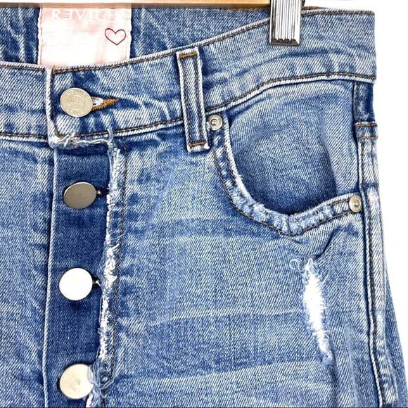 Revice Dream Fit Button Fly Straight Crop Distressed Raw Hem Jeans 27 - Picture 7 of 16